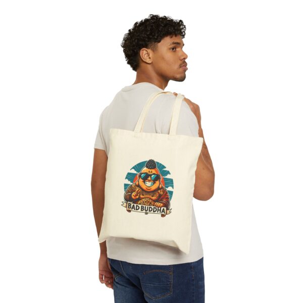 For Sins & Snacks: Tote Bag with 'Bad Buddha' and 'Calm the f*ck down' Designs, Eco-Friendly Grocery Bag