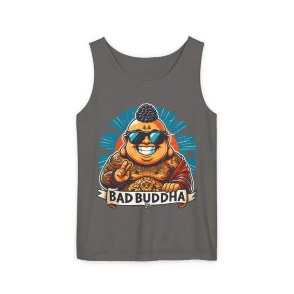 Ego? Fully Intact, Thanks. Unisex Tank Top with Bad Buddha Design