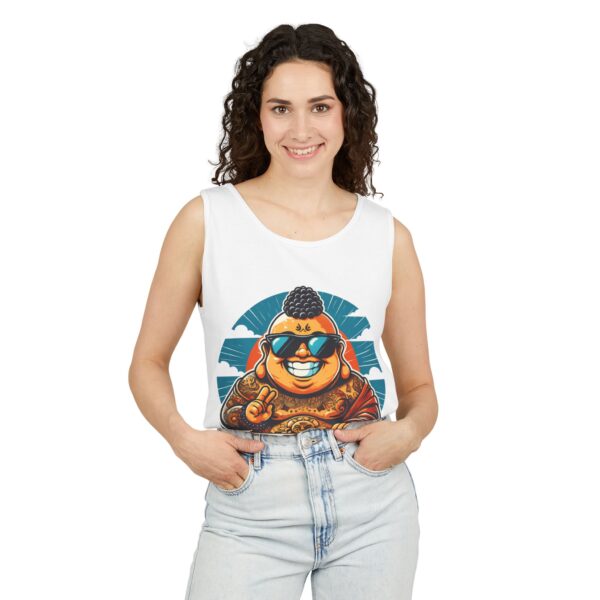 Ego? Fully Intact, Thanks. Unisex Tank Top with Bad Buddha Design