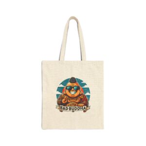 For Sins & Snacks: Tote Bag with 'Bad Buddha' and 'Calm the f*ck down' Designs, Eco-Friendly Grocery Bag