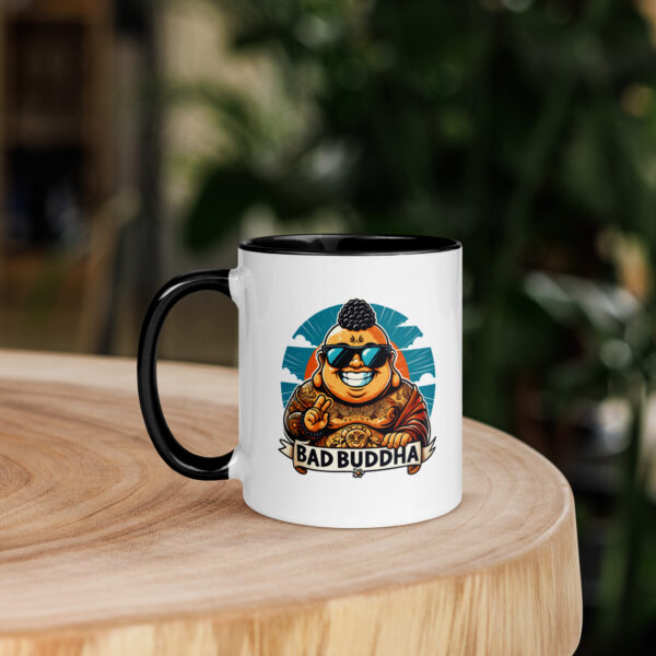 Brew More. Worry Less. Bad Buddha Zen AF Mug with Color Inside