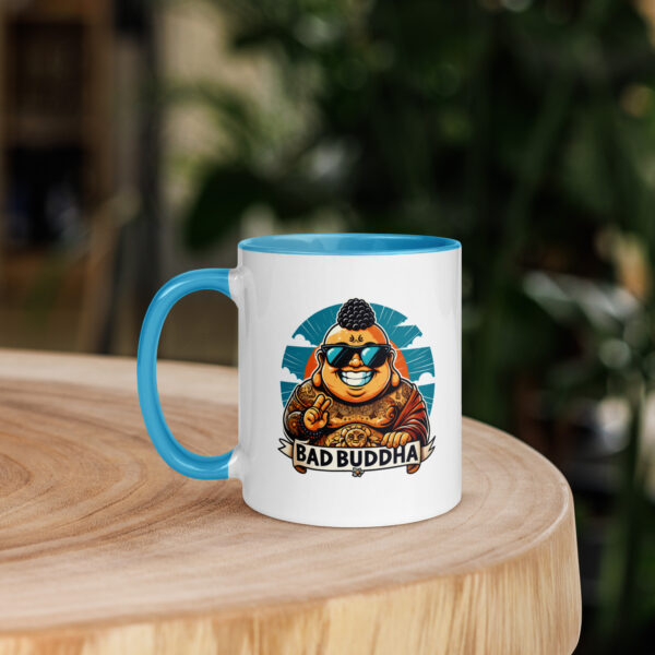 Brew More. Worry Less. Bad Buddha Zen AF Mug with Color Inside