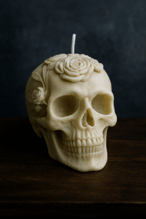 Burn. Baby. Burn. Soy Candle - Skull with flowers