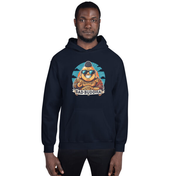 Bad Buddha Hoodie – Manifest That Sh*t on Back (Black & Navy)